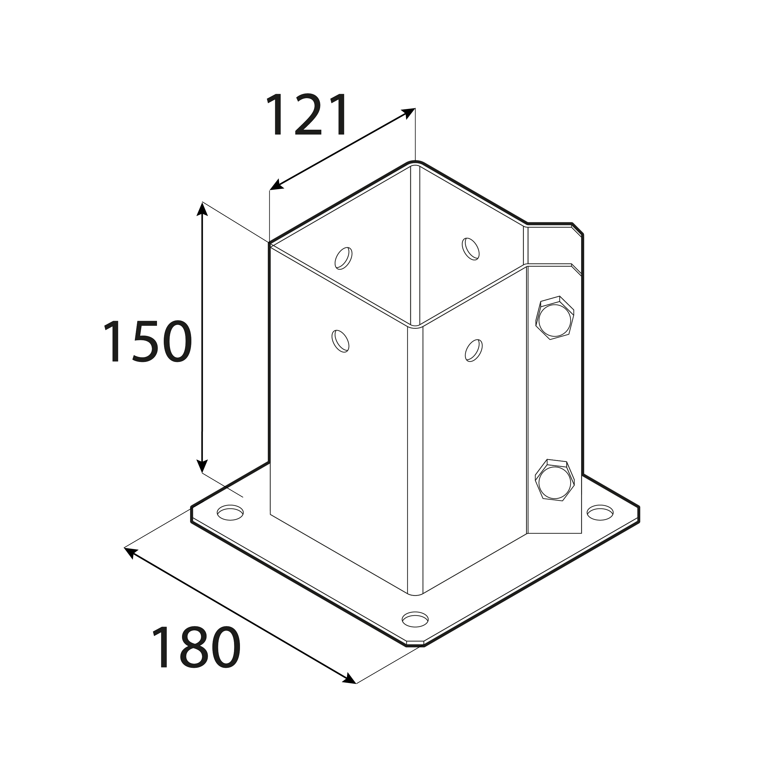 Podstawa słupa kotwa przykręcana podwójna prostokątna - PSPW | 90 mm | Czarny Podstawa słupa kotwa przykręcana podwójna prostokątna - PSPW | 90 mm | Czarny
